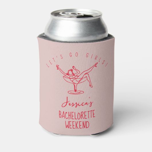 Bachelorette coozie aangepaste naam meisje in glas (Blikje Achterkant)