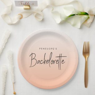 Bachelorette   Coral Ombre Elegant Peach Papieren Bordje