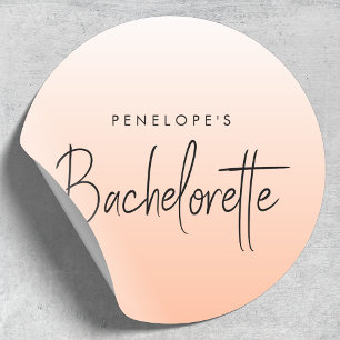 Bachelorette   Coral Ombre Elegant Peach Ronde Sticker