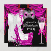 Bachelorette Corset Pink Masquerade Champagne 2 Kaart (Voorkant / Achterkant)