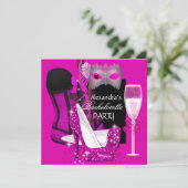 Bachelorette Corset Pink Masquerade Champagne 3 Kaart (Staand voorkant)