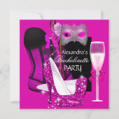 Bachelorette Corset Pink Masquerade Champagne 3 Kaart (Voorkant)