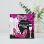 Bachelorette Corset Pink Masquerade Champagne Kaart (Staand voorkant)