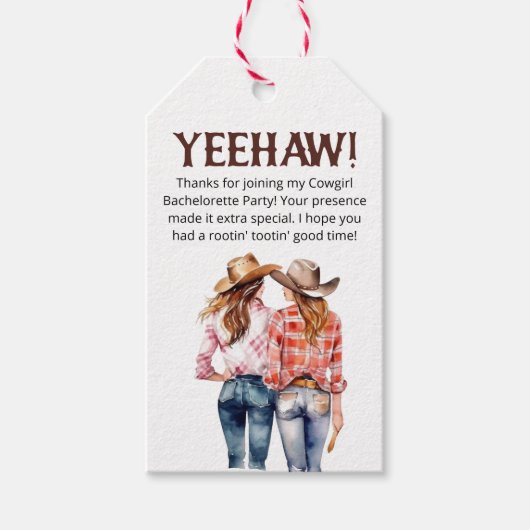 Bachelorette Cowgirl Cadeaulabel (Voorkant)