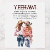 Bachelorette Cowgirl Wijn Etiket (Enkel label)