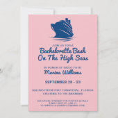 Bachelorette cruiseschip Navy en roze route Kaart (Voorkant)