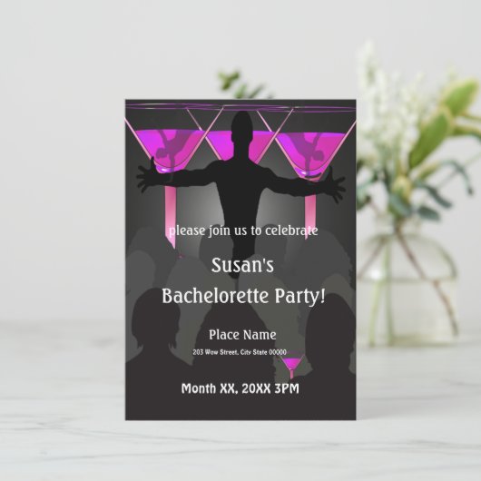 Bachelorette Dames Night Party - Uitnodiging (Staand voorkant)