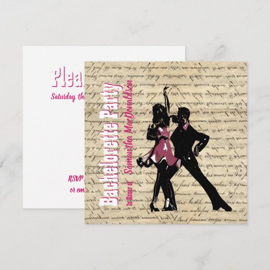 Bachelorette-dansfeest Kaart (Voorkant / Achterkant)