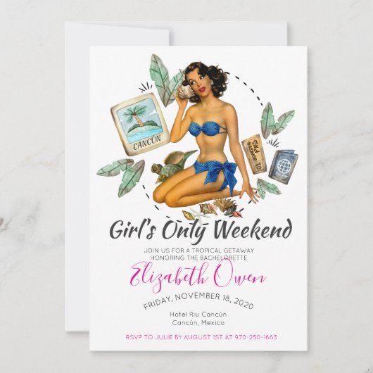 Bachelorette Destination Bikini Beach Bridal Bash Kaart (Voorkant)