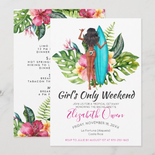 Bachelorette Destination Bikini Beach Bridal Bash Kaart (Voorkant / Achterkant)