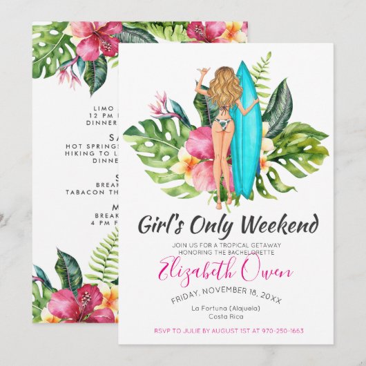 Bachelorette Destination Bikini Beach Bridal Bash Kaart (Voorkant / Achterkant)