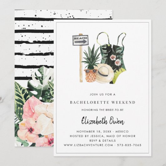 Bachelorette Destination Bikini Bridal Bash Kaart (Voorkant / Achterkant)