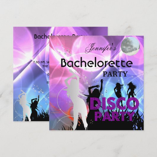 Bachelorette Disco Black Pink Kaart (Voorkant / Achterkant)