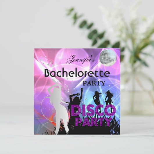 Bachelorette Disco Black Pink Kaart (Staand voorkant)