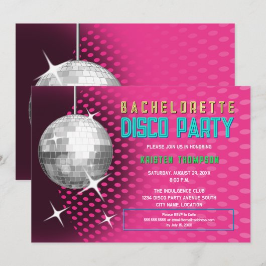 Bachelorette Disco Feest Kaart (Voorkant / Achterkant)