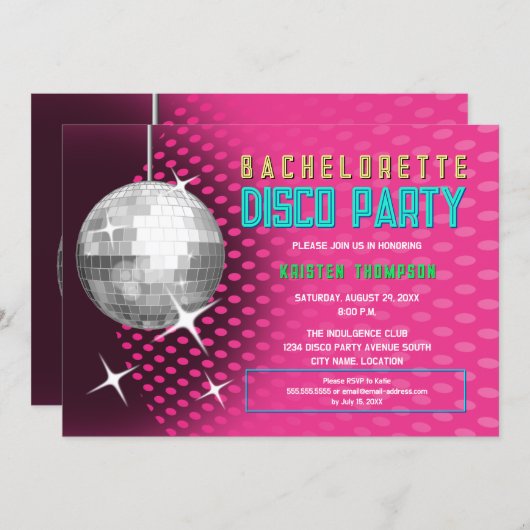 Bachelorette Disco Feest Kaart (Voorkant / Achterkant)