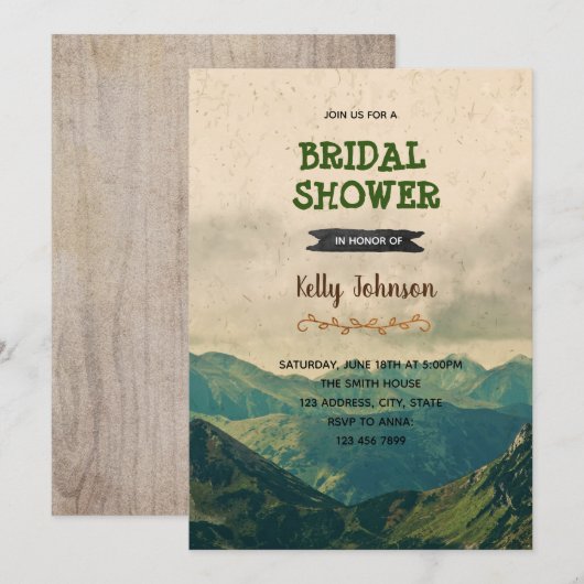 Bachelorette doucheuitnodiging met bergthema kaart (Voorkant / Achterkant)