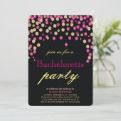 Bachelorette Faux Pink Confetti Party Kaart (Staand voorkant)