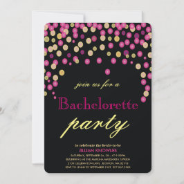 Bachelorette Faux Pink Confetti Party Kaart