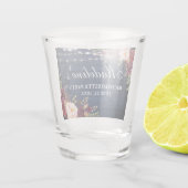 Bachelorette-feest Burgundy bloemendecoratie Blauw Shot Glas (Achterkant)