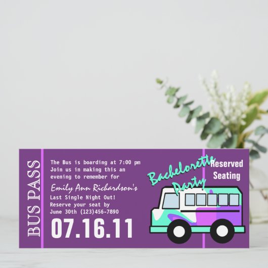 Bachelorette Feest Bus Pas Kaart (Staand voorkant)