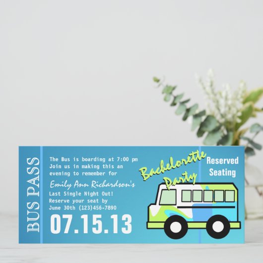 Bachelorette Feest Bus Pas Kaart (Staand voorkant)