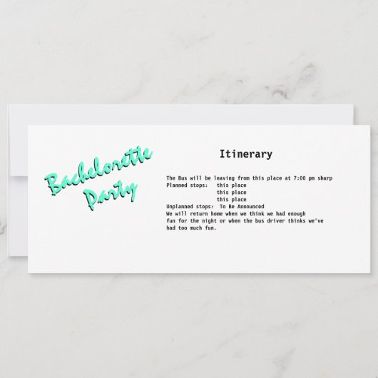 Bachelorette Feest Bus Pas Kaart (Achterkant)