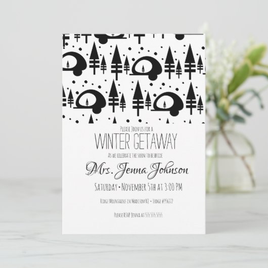 Bachelorette-feest Camper Berg Winter Kaart (Staand voorkant)