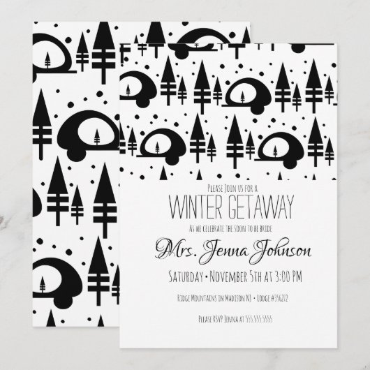 Bachelorette-feest Camper Berg Winter Kaart (Voorkant / Achterkant)