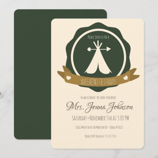 Bachelorette-feest Camping Weekend Tent Badge Kaart (Voorkant / Achterkant)
