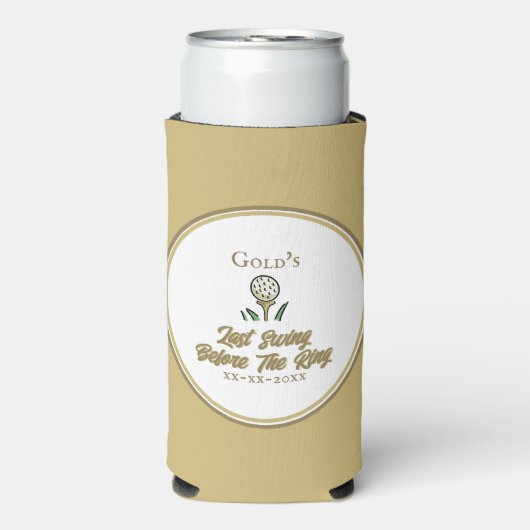 Bachelorette Feest Golfen Goud en Wit Seltzer Blikjeskoeler (Seltzer Voorkant)