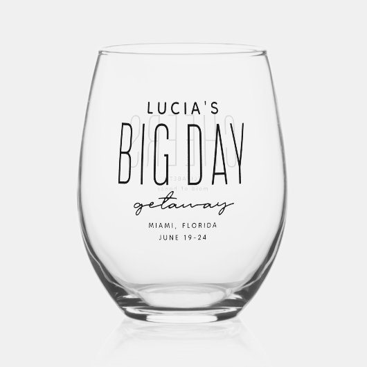 Bachelorette feest grote dag uitje plezier aangepa wijnglas zonder voet (Voorkant)