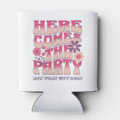 Bachelorette feest hier komt de partij groovy blikjeskoeler (Achterkant)