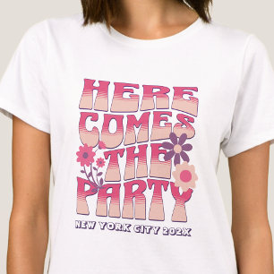 Bachelorette feest hier komt de partij groovy t-shirt