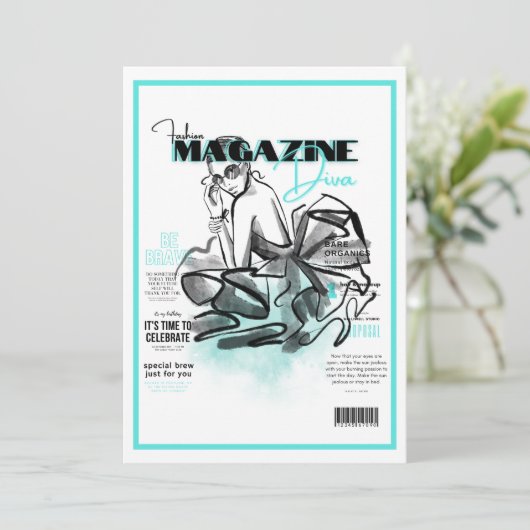 Bachelorette feest mode diva magazine kaart (Staand voorkant)