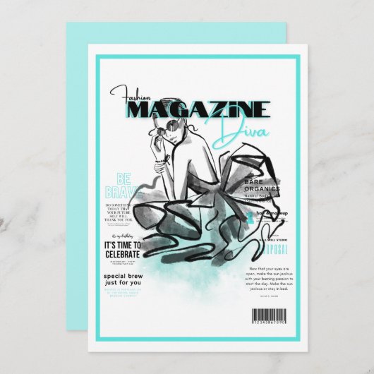 Bachelorette feest mode diva magazine kaart (Voorkant / Achterkant)