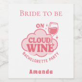 Bachelorette-feest op wijnbruid in de wolken wijn etiket (Enkel label)