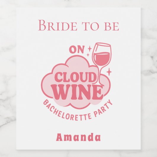 Bachelorette-feest op wijnbruid in de wolken wijn etiket (Enkel label)