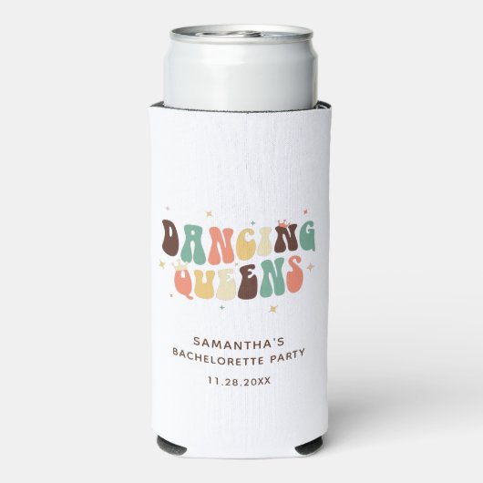 Bachelorette Feest Retro Disco Dansende Koninginne Seltzer Blikjeskoeler (Seltzer Achterkant)