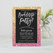 BACHELORETTE FEEST UITNODIGEN glam goud roze glitt Kaart (Staand voorkant)