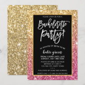 BACHELORETTE FEEST UITNODIGEN glam goud roze glitt Kaart (Voorkant / Achterkant)