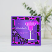 Bachelorette Feest Wild Roze Paars Kaart (Staand voorkant)