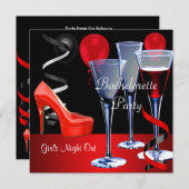 Bachelorette Feesten Rode Schoen Hi Heels Wijn Kaart (Voorkant / Achterkant)