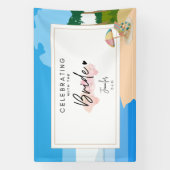 Bachelorette-feestje op het strand op maat gemaakt spandoek (Verticaal)