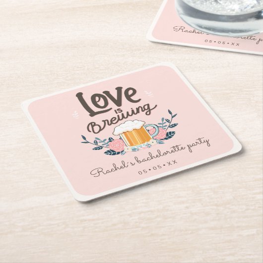 Bachelorette feestliefde is aan het brouwen kartonnen onderzetters (Schuin)