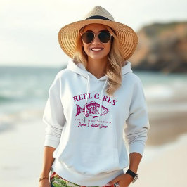 Bachelorette-Fisherman Style Reel Meisjes-Wijn Kle Hoodie