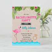 Bachelorette flamingo pooluitnodiging kaart (Staand voorkant)
