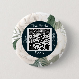 Bachelorette Floral Qr-code koopt de Bride A-Drink Ronde Button 5,7 Cm