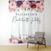 Bachelorette Floral Waterverf Burgundy Blush Wandkleed (In situ)