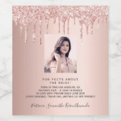 Bachelorette foto roze gouden glitters leuk feiten wijn etiket (Enkel label)